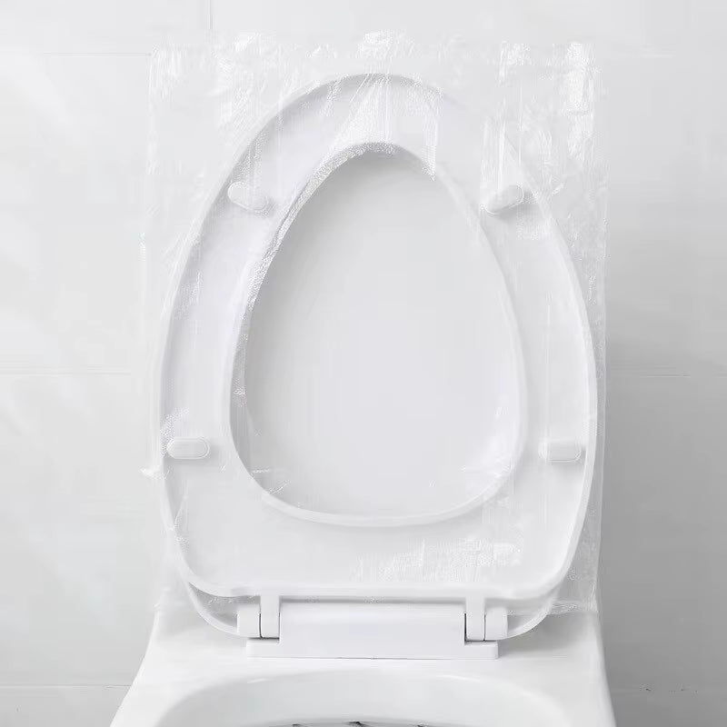 50Pcs Disposable Plastic Toilet Seat Cover Waterproof and Non Slip Individually Wrapped, for Travel, Toilet Seat Protectors